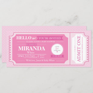 Baby Pink Baby Shower Event Ticket Invite