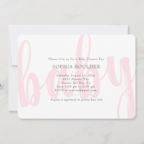 Baby Pink Baby Shower Invitation