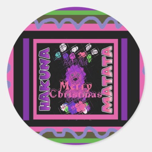 Baby pink Beautiful Merry Christmas Hakuna Matata Classic Round Sticker