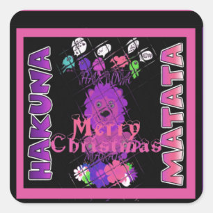 Baby pink Beautiful Merry Christmas Hakuna Matata Square Sticker