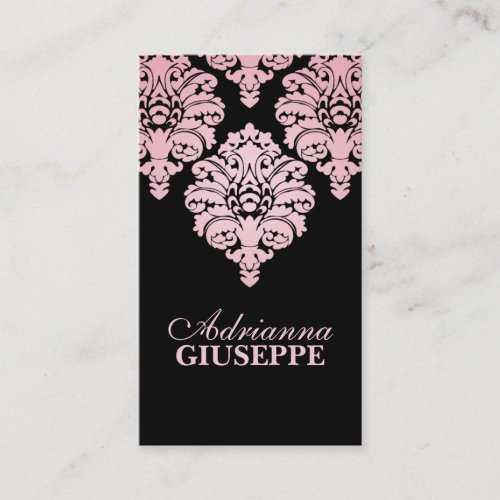 Baby Pink &amp; Black Lush Damask Mommy Calling Card / Business Card