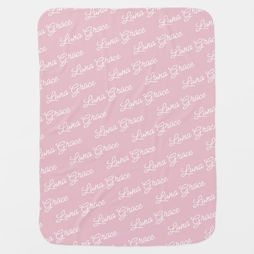 Baby Pink Blush Girl Personalized Name Custom Baby Blanket