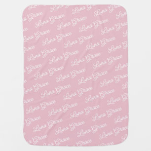 Baby Pink Blush Girl Personalized Name Custom Blanket