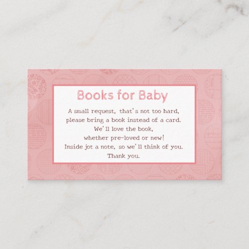 Baby Pink Books Request Enclosure Card