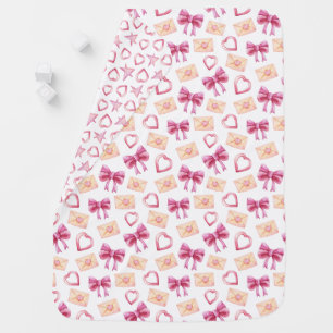 BABY PINK BOWS HEARTS LOVE LETTERS BLANKET