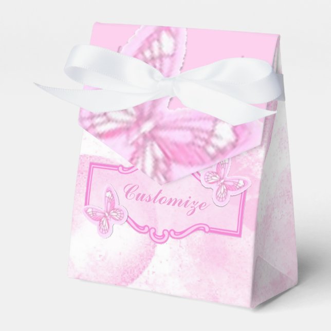 Baby Pink Butterfly Favor Box (Front Side)