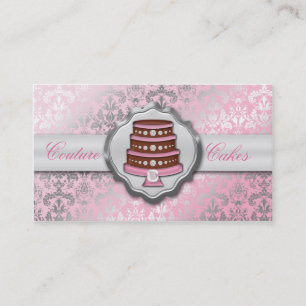 Baby Pink Cake Couture Glitzy Damask Cake Bakery Business Card