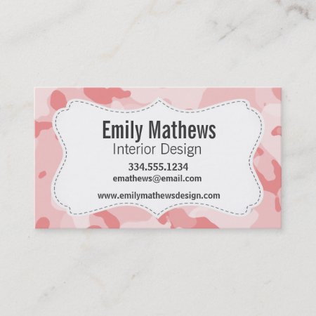 Baby Pink Camo; Camouflage Business Card