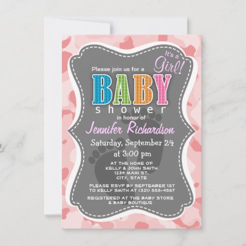 Baby Pink Camo; Camouflage Personalized Announcement