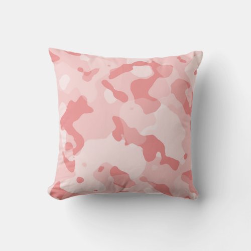 Baby Pink Camo Camouflage Throw Pillow