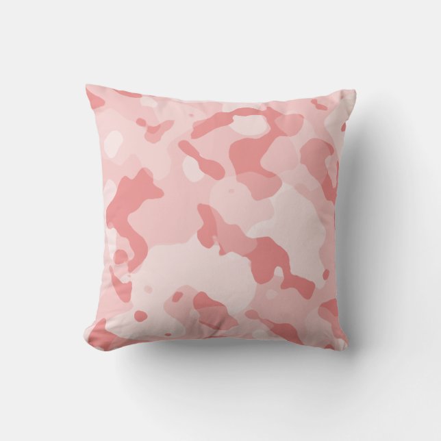 Baby Pink Camo; Camouflage Throw Pillow (Front)
