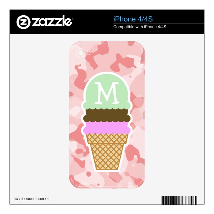 Baby Pink Camo; Ice Cream Cone Decals For iPhone 4S