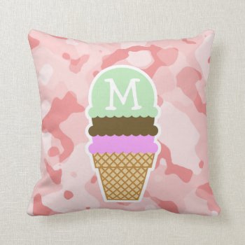 Baby Pink Camo; Ice Cream Cone Throw Pillow by Birthday_Party_House at Zazzle