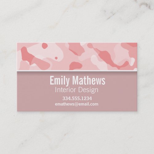 Baby Pink Camo Personalized Business Card