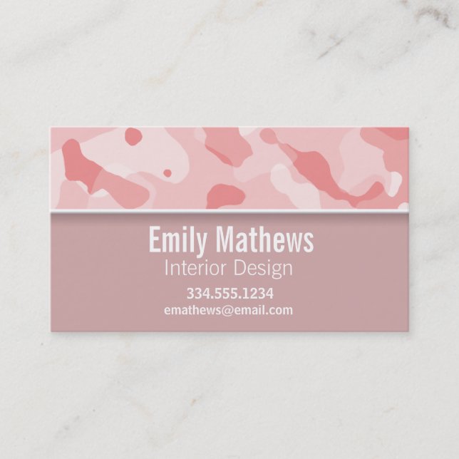 Baby Pink Camo; Personalized Business Card (Front)