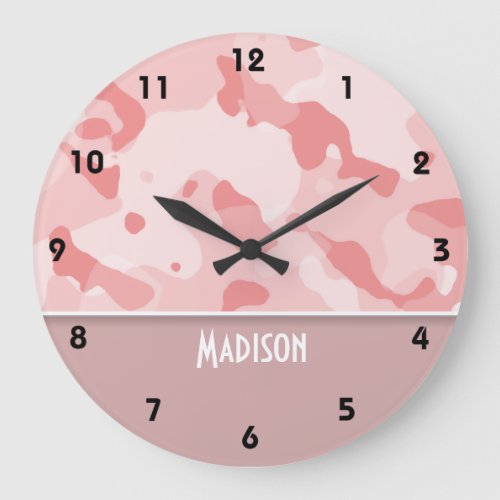 Baby Pink Camo Personalized Large Clock