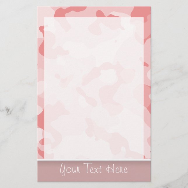 Baby Pink Camo; Personalized Stationery (Front)