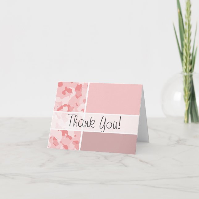 Baby Pink Camo; Personalized Thank You Card (Front)