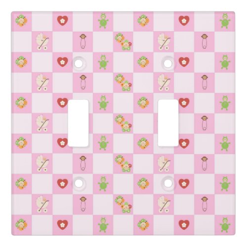Baby Pink Checkerboard Light Switch Cover