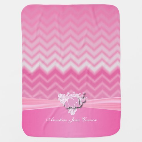 Baby Pink Chervon Designs with Baby Elephant Baby Blanket