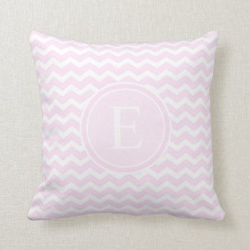 Baby Pink Chevron Customized Monogram Throw Pillow by Mintleafstudio at Zazzle