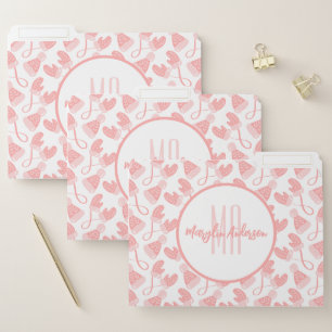 BABY PINK CHRISTMAS WINTER MITTENS & HATS MONOGRAM FILE FOLDER