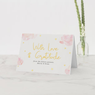 Baby Pink Clouds Girl Stars Thank you Foil Greeting Card