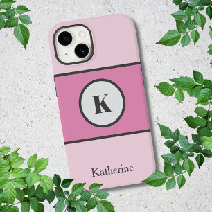 Baby Pink Color Block Custom Name Case-Mate iPhone 14 Case