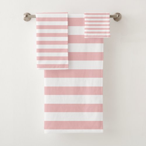Baby Pink Color Stripes Vacation Summer Pastel     Bath Towel Set