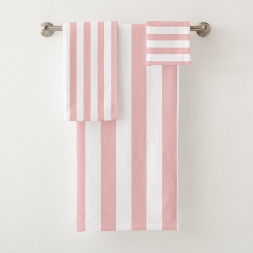 Baby Pink Color Stripes Vacation Summer Pastel   Bath Towel Set