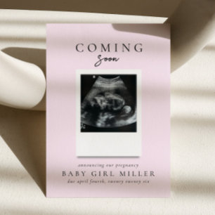 Baby Pink Coming Soon Pregnancy Announcement