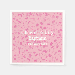 Baby Pink Confetti Baptism Christening Napkins