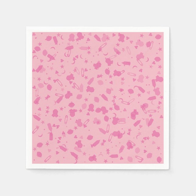Baby Pink Confetti Baptism Christening Paper Napkins (Front)