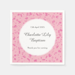 Baby Pink Confetti Baptism Christening Paper Napkins