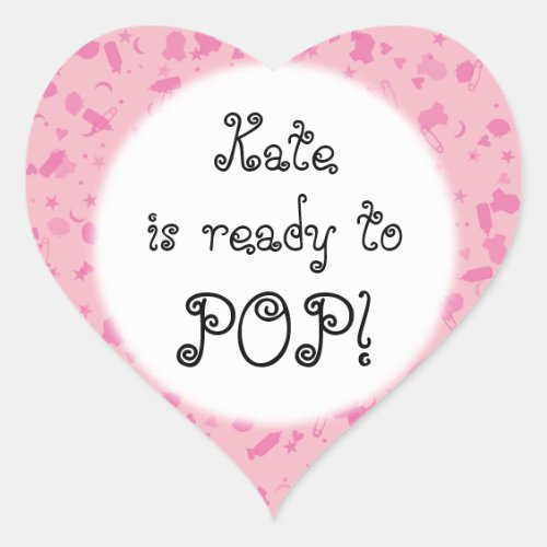 Baby Pink Confetti Ready to POP Baby Shower Heart Sticker
