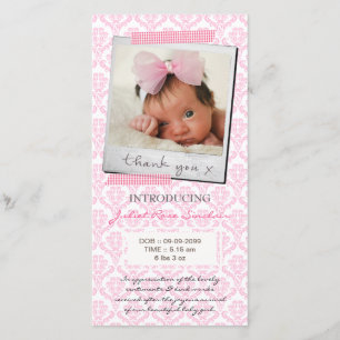 Baby Pink Damask Washi Tape Thank You Card