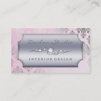 Baby Pink Dashing Damask Fashion/Interior Design Business Card