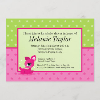 Baby Pink Deerie on Pink & Lime Invitation