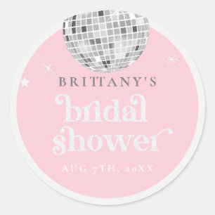 Baby Pink Disco Bridal Shower Circle Classic Round Sticker