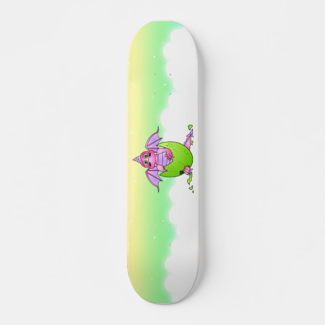 Baby Pink Dragon Cracked Egg Starry Sky Skateboard (Front)