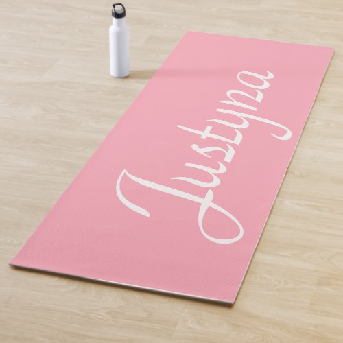 Baby Pink Elegant Name  Stylish Simple Yoga Mat