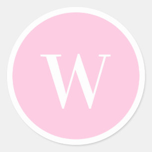 Baby Pink Elegant Stylish Monogram Initial Classic Round Sticker