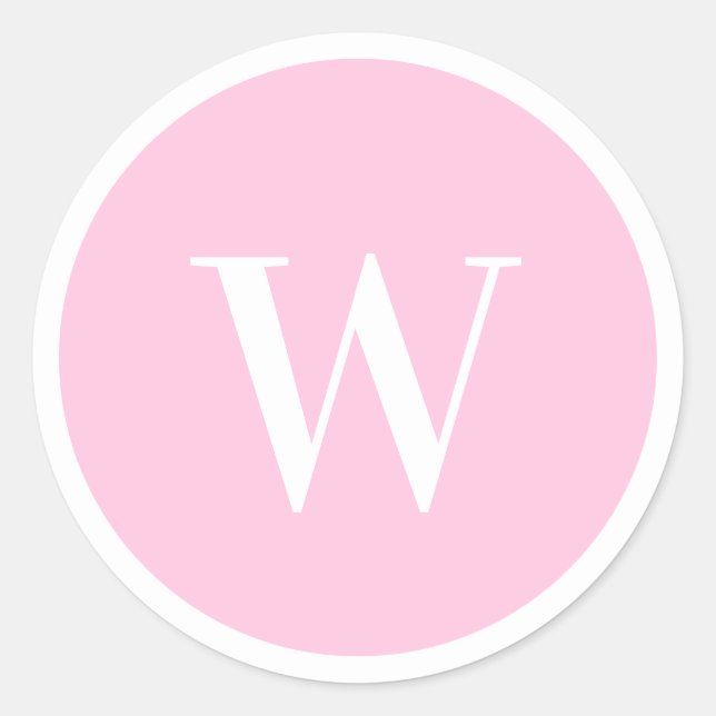 Baby Pink Elegant Stylish Monogram Initial Classic Round Sticker (Front)