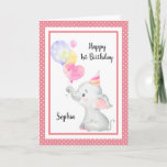 Baby Pink Elephant Cute Birthday Girl Custom Card<br><div class="desc">Baby Pink Elephant Cute Birthday Girl Custom</div>