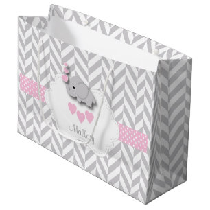 Baby Pink Elephant 🐘 Design - Baby Girl Shower Large Gift Bag