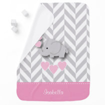 Baby Pink Elephant Design Swaddle Blanket