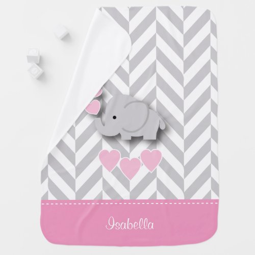Baby Pink Elephant Design Swaddle Blanket
