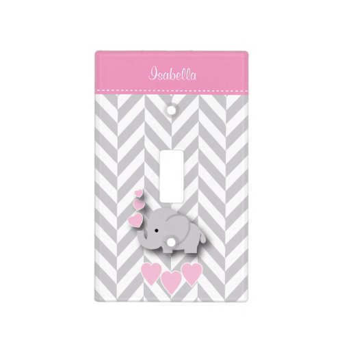 Baby Pink Elephant Design with DIY Name Light Switch Cover