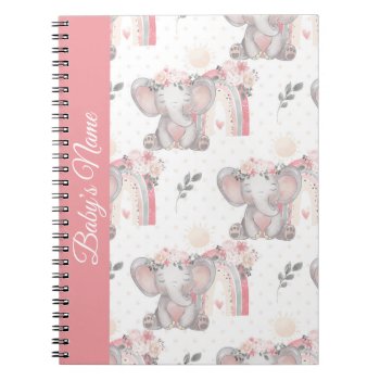 Baby Pink Elephant Infant Shower Gift Notebook by Precious_Baby_Gifts at Zazzle