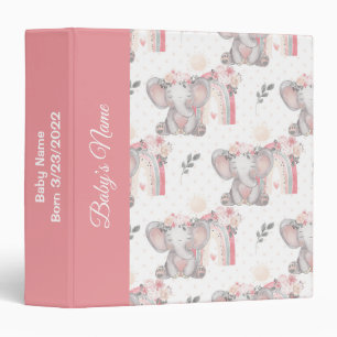 Baby Pink Elephant Infant Shower Photos 3 Ring Binder